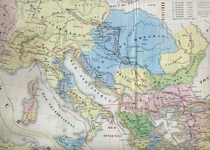 Carte des routes des Croisades