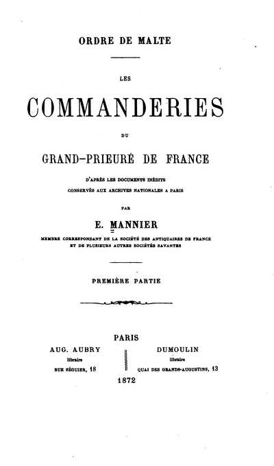 Les commanderies du Grand-Prieuré de France
