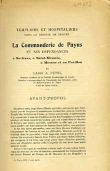Commanderie de Payens dans le diocèse de Troyes